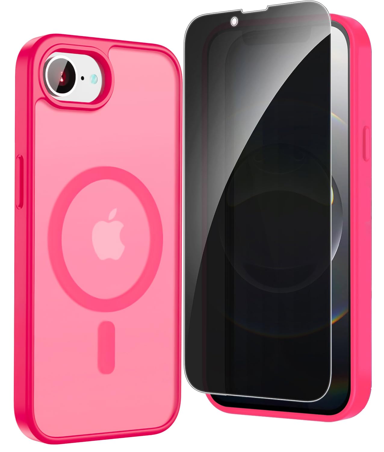 FATUOQIA Privacy Case for iPhone 16e,Magnetic iPhone 16e Phone Case with Privacy Screen Protector X2 [Compatible with MagSafe],Translucent Matte
