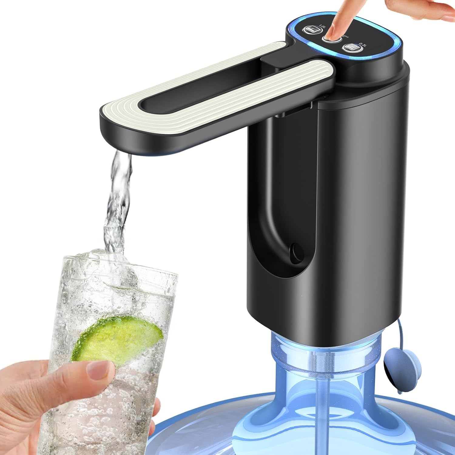 Zollyss Electric Water Dispenser Pump for 5 Gallon Bottles, 3 Mode Portable Foldable Nozzle, Light Black-image-23