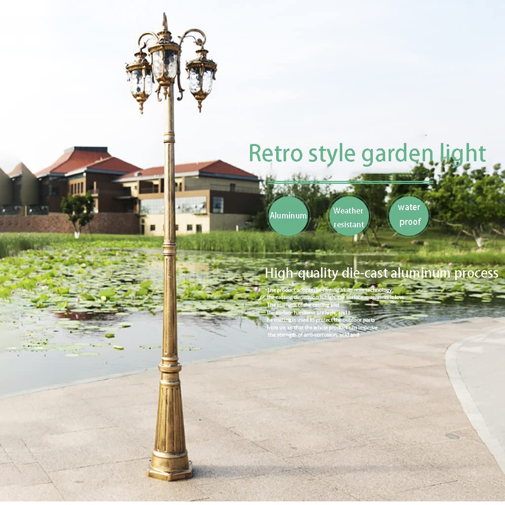 Lampa uliczna Latarnie zewnętrzne, 230 cm Zewnętrzna latarnia ogrodowa na dziedzińcu, Podwójna aluminiowa latarnia uliczna, Wodoodporna, Odporna na warunki atmosferyczne, Gniazdo lampy E27, Dekor
