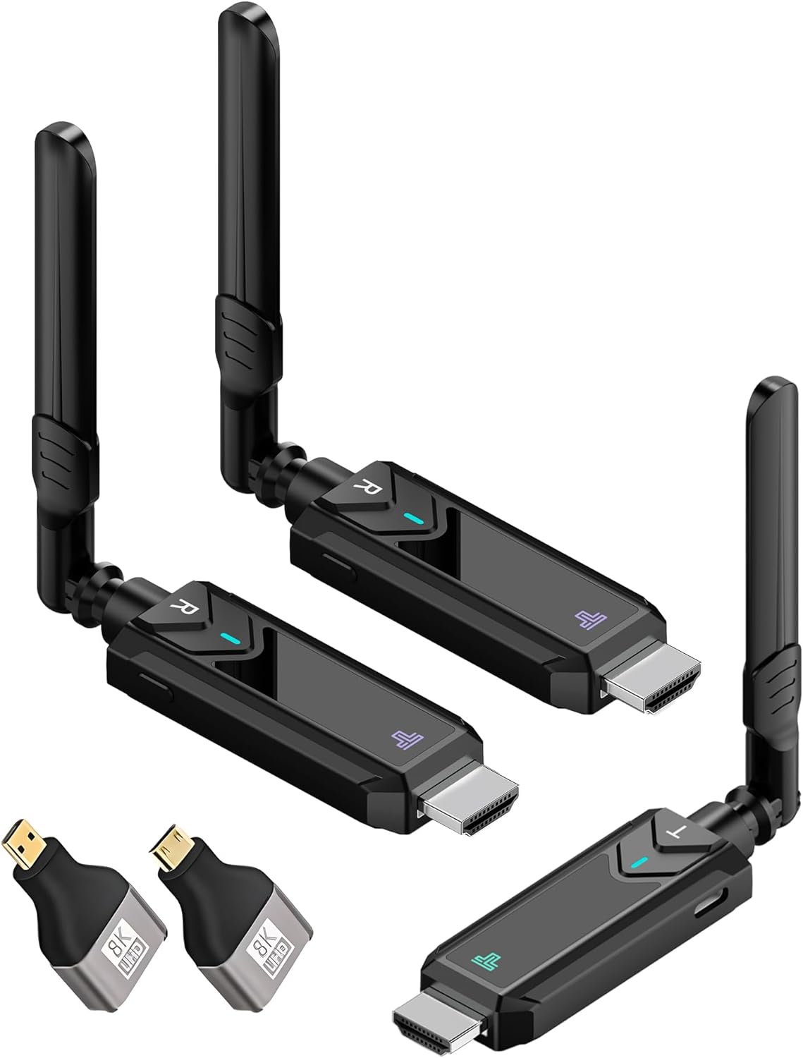 Wireless HDMI Transmitter and 2 Receivers, Up to 8 RXs, 150M/500FT Wireless HDMI Extender Kit 5.8G Plug & Play for Streaming Video and Audio to Monitor from Laptop/PC/TV Box/Projector