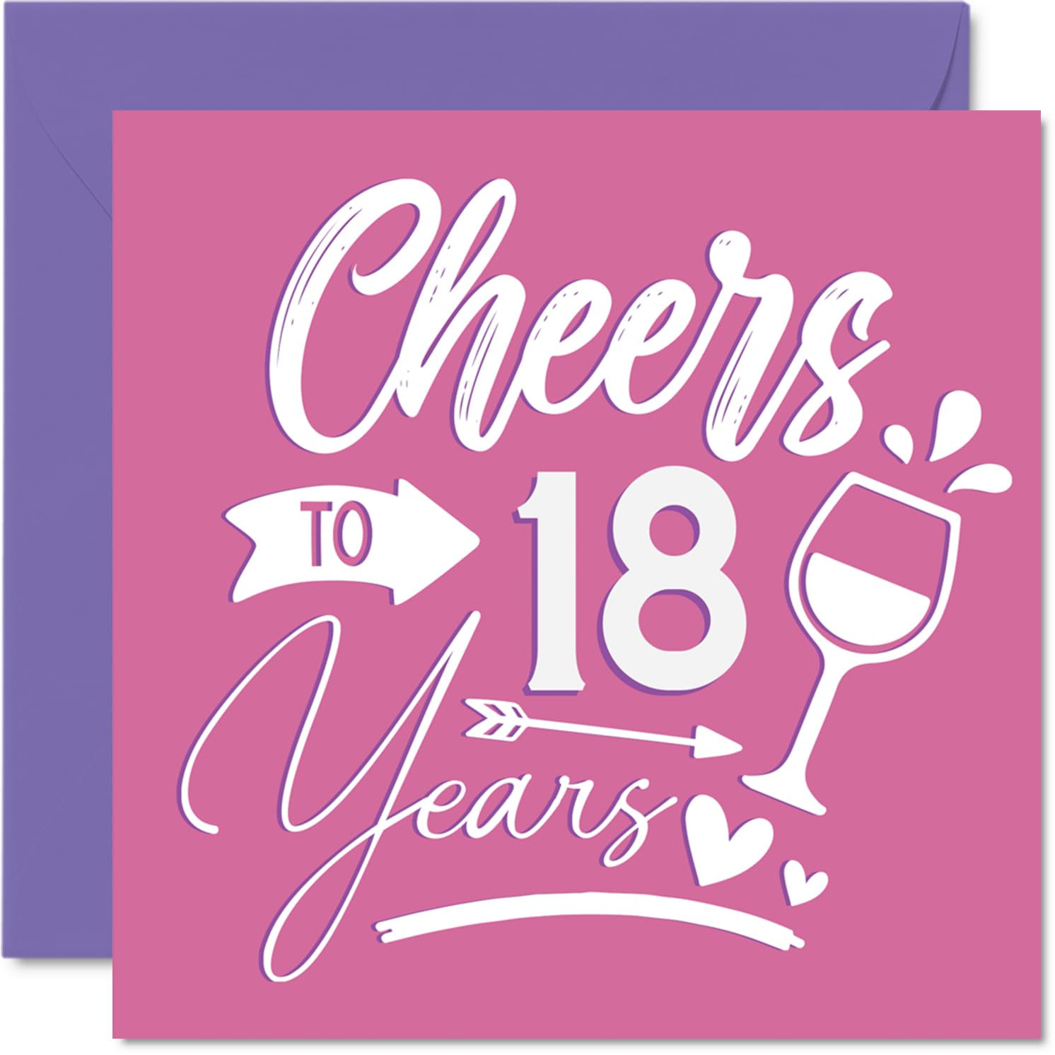 18th Birthday Cards for Women - Cheers - Happy Birthday Card for 18 Year Old Woman Sister Cousin Daughter Granddaughter, 145mm Bday Greeting Cards