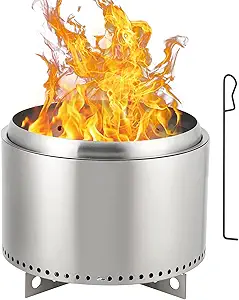 20 Inch Smokeless Fire Pit, Portable Outdoor Fire Pit with Removable Stand and Ash Pan, Perfect for 4-6 People Bonfire, Camping, Picnic, Family Gatherings for Garden