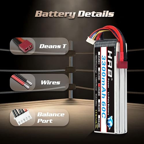 Miniatura 4 de HRB 4S 148v 3300mAh 60C Lipo batería con enchufe T para RC helicóptero avión barco Quadcopter