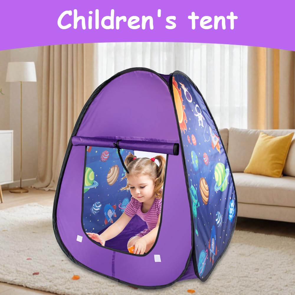Jonuin Pop Up Play Tent, Pop Up Tents for Kids Astronaut Spaceship Space Playhouse, Foldable Kids Tent with Carry Bag - Image 3
