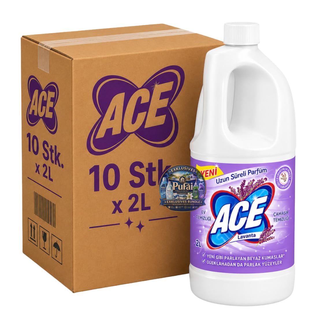 PUFAI Bundle – Lavendel Bleiche – Kraftvoller Reiniger mit Lavendelduft für Haushalt & Wäsche, 2L, 10 Stück