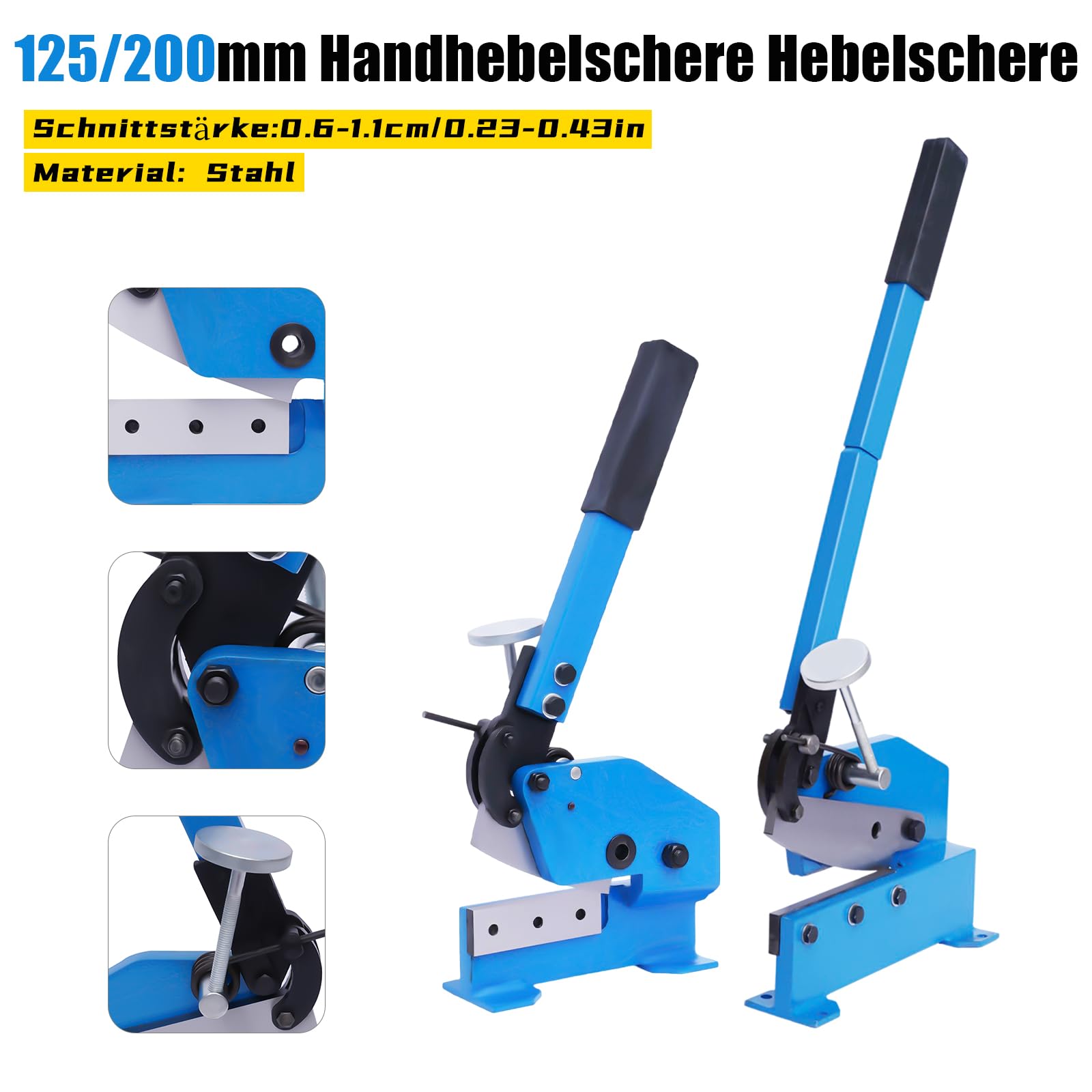 Manuelle Metall-Blechschere, Heavy-Duty – schneidet 6 mm Blech & 11 mm Rundstahl, mit gehärteter Klinge und stabilem Stahlrahmen, präzises Hand-Schneidwerkzeug für Werkstatt und Bau