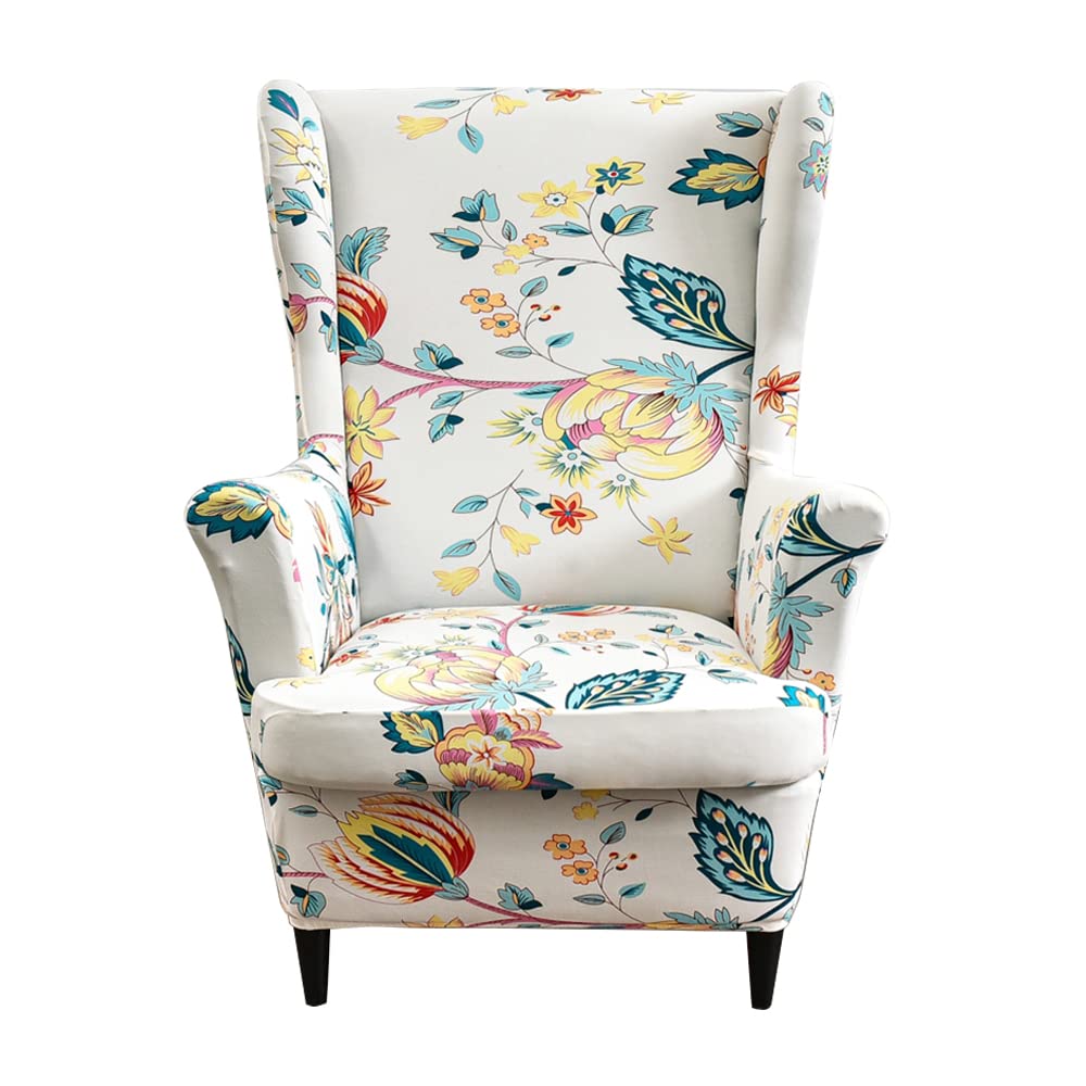Chnshome Flower Fragrance Wingback Chair Slipcovers Stretch Armchair Covers Wing Chair Cover Wingback Armchair Covers With Prints