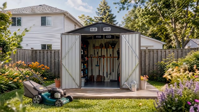 Amazon.com : Aoxun 6' x 8' Storage Shed Outdoor Steel Garden