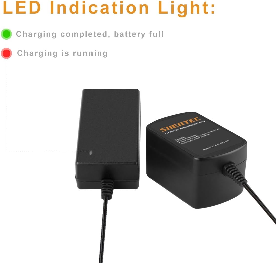 Shentec 1.2V-18V Battery Charger Compatible with Makita 7.2V 9.6V 12V 14.4V 18V Ni-MH/Ni-Cd Pod Style Batteries - Image 5