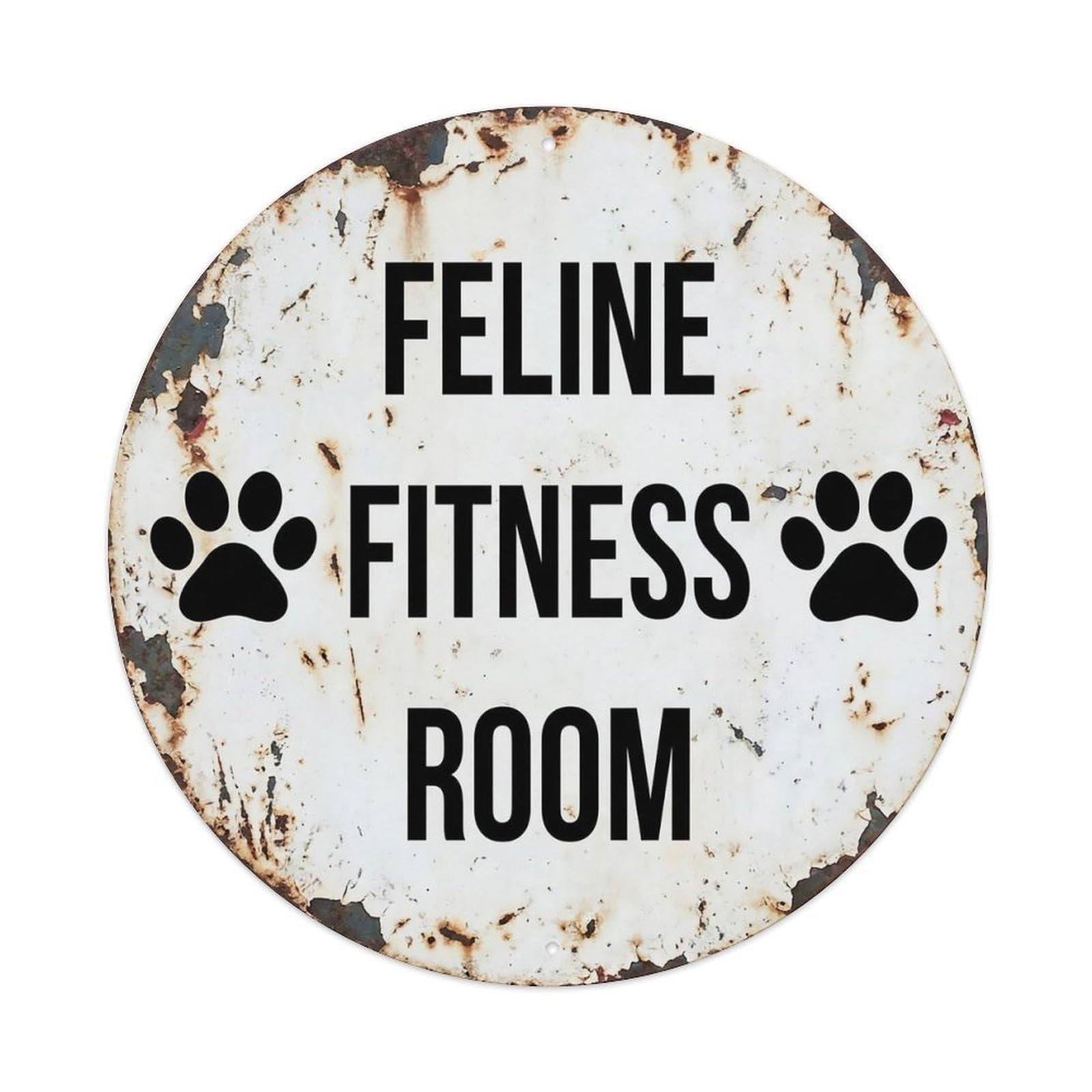 Vintage Feline Fitness Room Center Metal Tin Sign