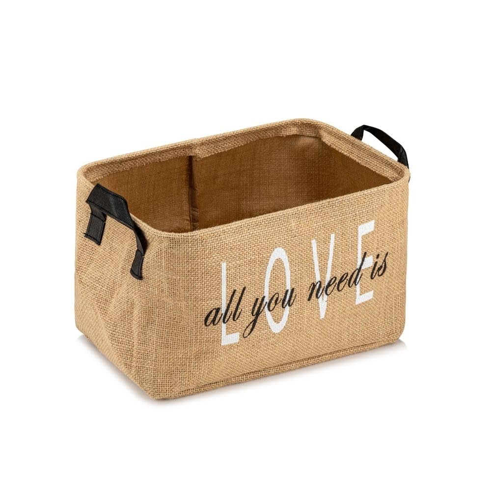 Prendi Home Lot de 2 paniers de rangement pliables en toile de jute avec poignées – Organisateur pour chambre d’enfant, linge, jouets et penderie – Éco-responsable et compact