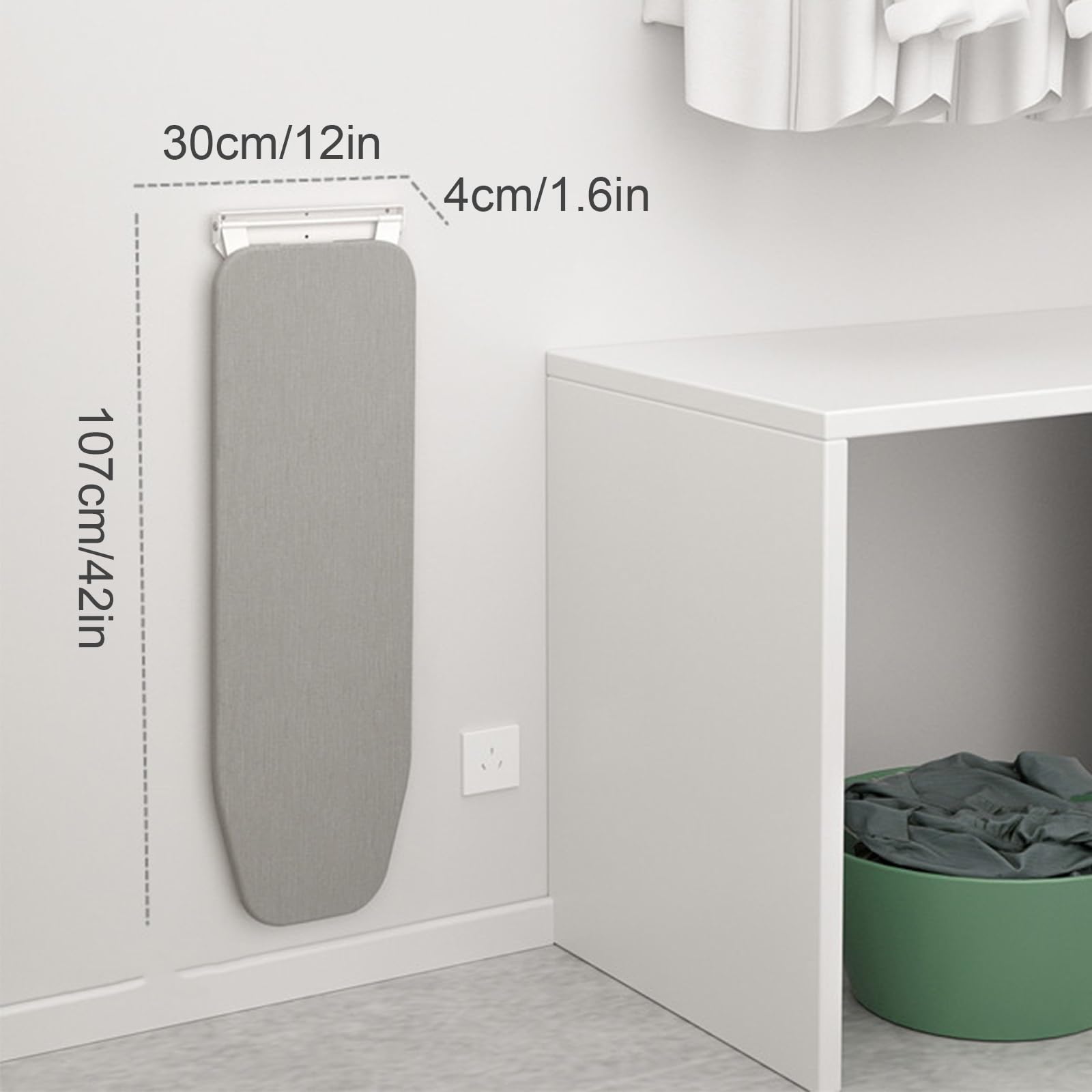 Mesa Planchar Plegable de Pared, Compacta y Compacta Tabla de Planchar para Lavandería, Ironing Board con Soporte Metálico