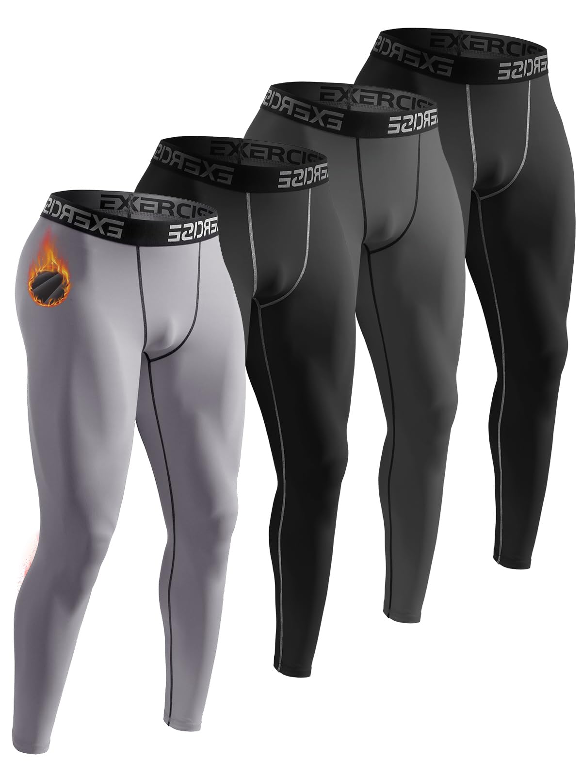 4 Packs Thermal Underwear for Men Long Johns for Men Thermal Base Layer Mens Fleece Lined Compression Pants-picture-48