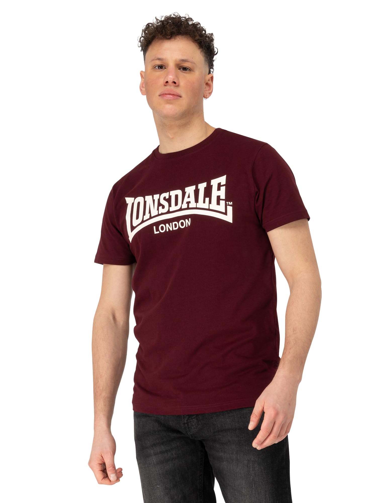Lonsdale Men's Oxblood/Ecru Fulwood Regular Fit T-Shirt, 3XL, 3XL