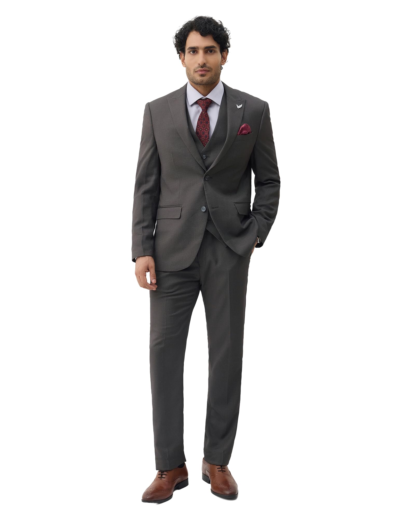 blackberrys Men Textured Slim Fit 3 Piece Suit | Viscose Blend | Exquisite Craftsmanship-picture-24