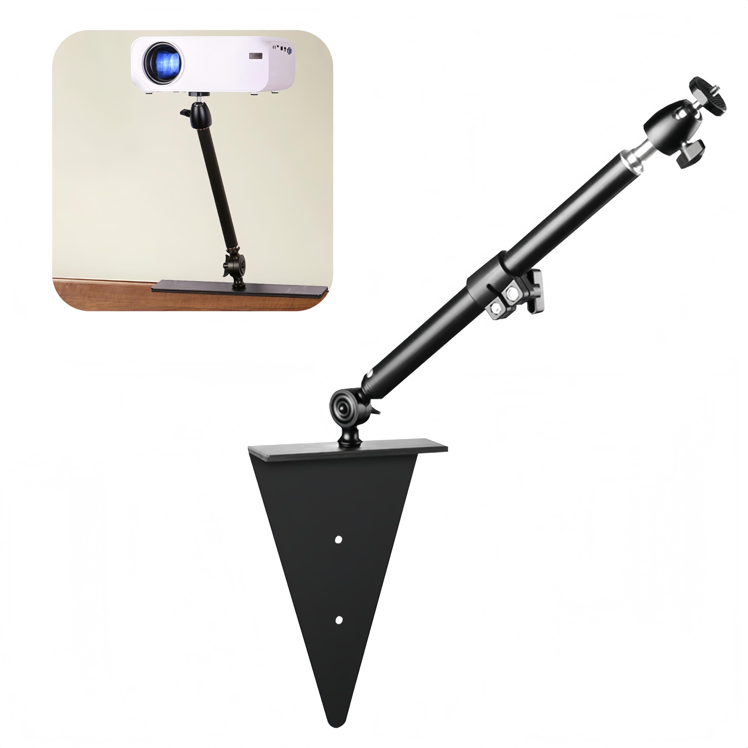 Support de projecteur sans perçage pour lit et canapé - Longueur réglable de 33 à 45 cm - Support mural en métal avec réglage multi-angles pour projecteur compatible avec Z6X
