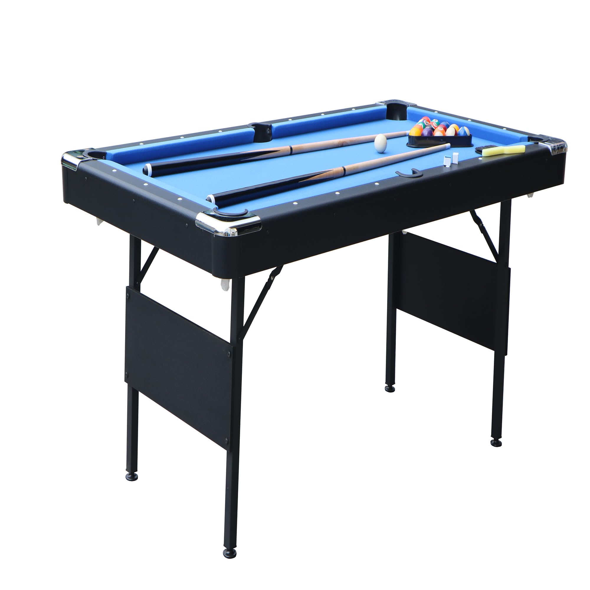 Premium 5.5 Ft Pool Table with Green Velvet Cloth and Complete Accessories, Material MDF with Wood PVC Billiard Table (Black+Blue(3))