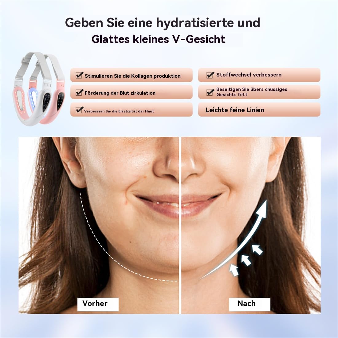 4-in-1 EMS & LED Gesichtslifting massager – Non-invasive Anti-Aging mit Mikrostrom, Rot-/Blaulicht & Infrarotwärme – Hautstraffung & Faltenreduktion zu Hause & auf Reisen für reife Haut & Doppelkinn