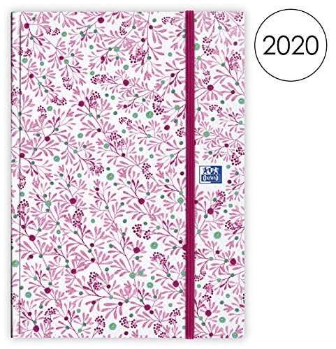 OXFORD Flowers Agenda Civil 2020 Journalier 15 x 21cm Couverture Rose | Agenda Janvier - Décembre 2020