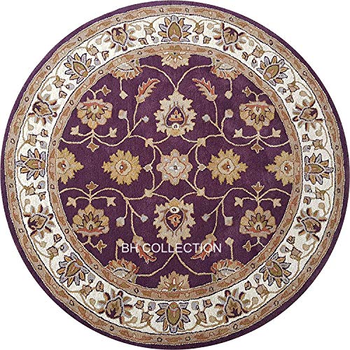Image of Royal Look Handmade Carpet with Super Soft & Pure Woolen Carpet for Your BEDROOMS & Living Room with 1 INCH Pile Height 6 X 6 FEET (180x180 cm) Round Multi