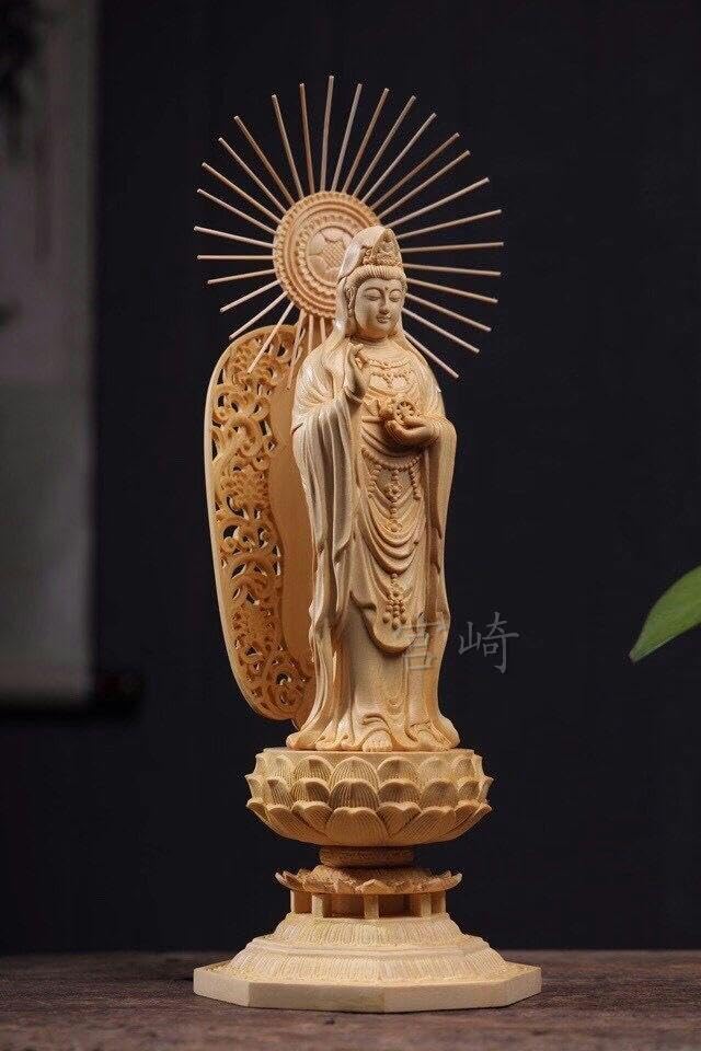 Amazon｜南海観音菩薩 仏教美術品 供養品 風水開運 精密細工 木彫仏像 