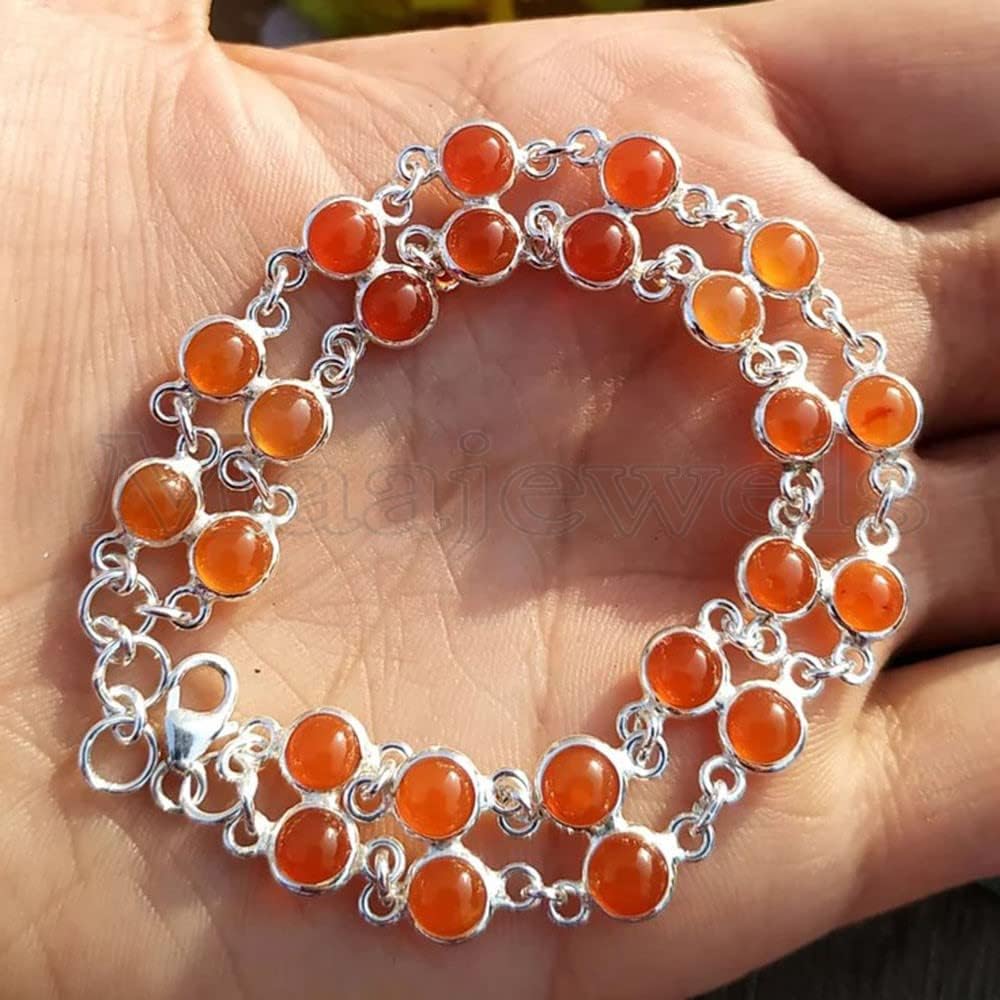 Carnelian Charm Bracelet, Silver Bracelets, Handmade Bracelet, Statement Bracelet, Vintage Bracelet, Carnelian Bracelet, Boho Dainty Bracelet, Bracelet For Girls, Bracelet With Stone, Engagement Gift