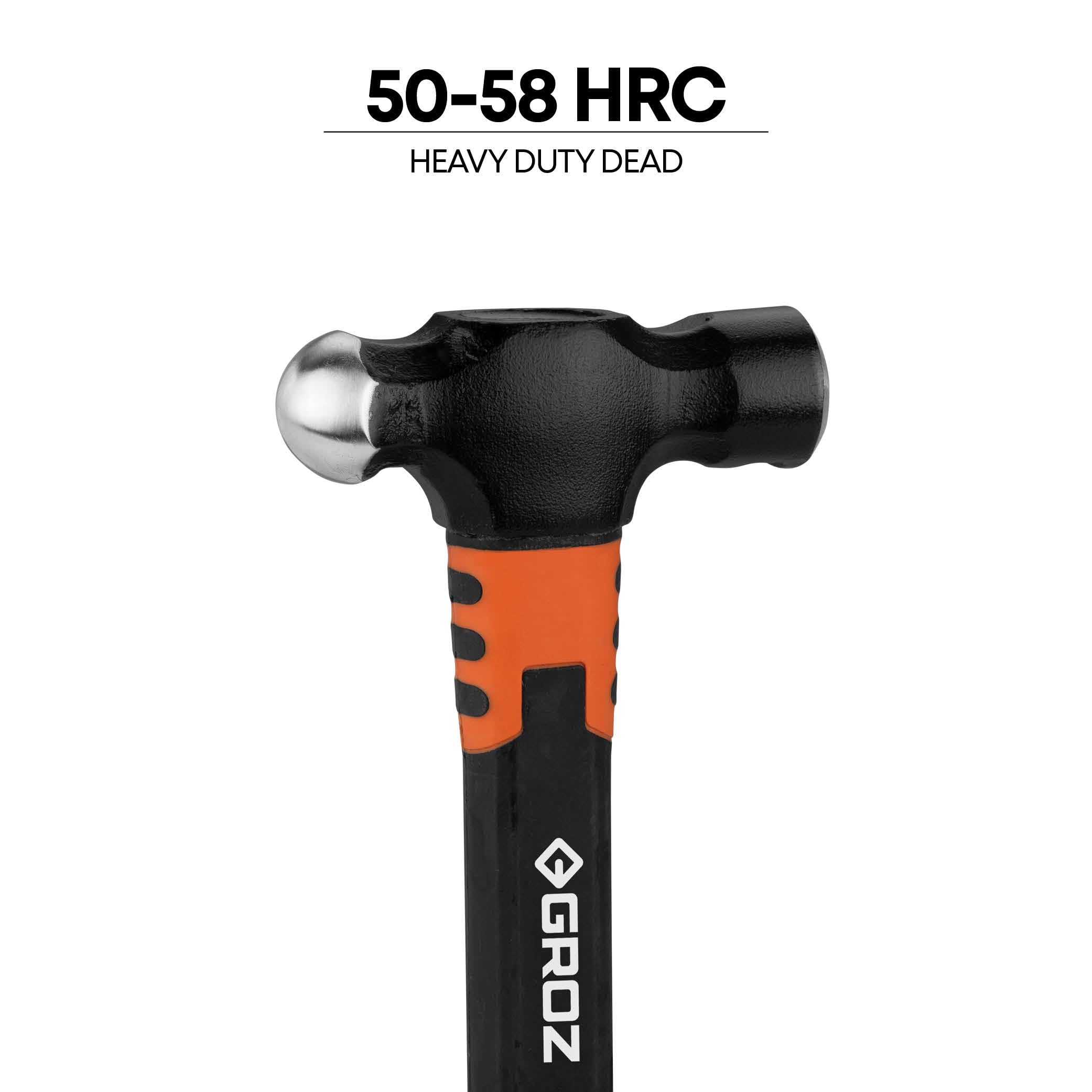 Groz Ball Pein Hammer, 226 gms 12" Fibreglass Handle with Overstrike Protection | 25% Wider Neck | Ball Pein Hammer for Bending, Shaping, Nailing | BPFG/8/12 (226 gms | 12" Handle) 1