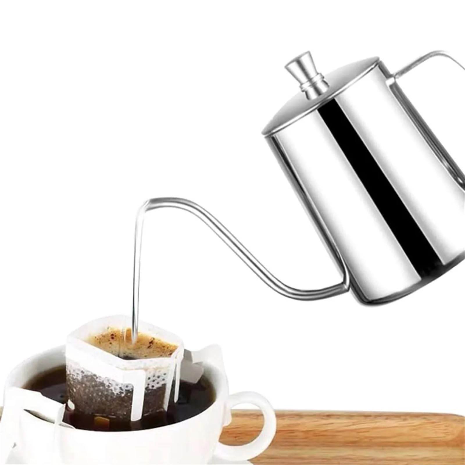 Kaffee Wasserkocher 1PC-350ML Gießen Über Kaffee Wasserkocher Schwanenhals Gießen Über Kaffee Töpfe Drip Kaffee Maker Edelstahl Hause Barista Zubehör Für Kaffee，Tee
