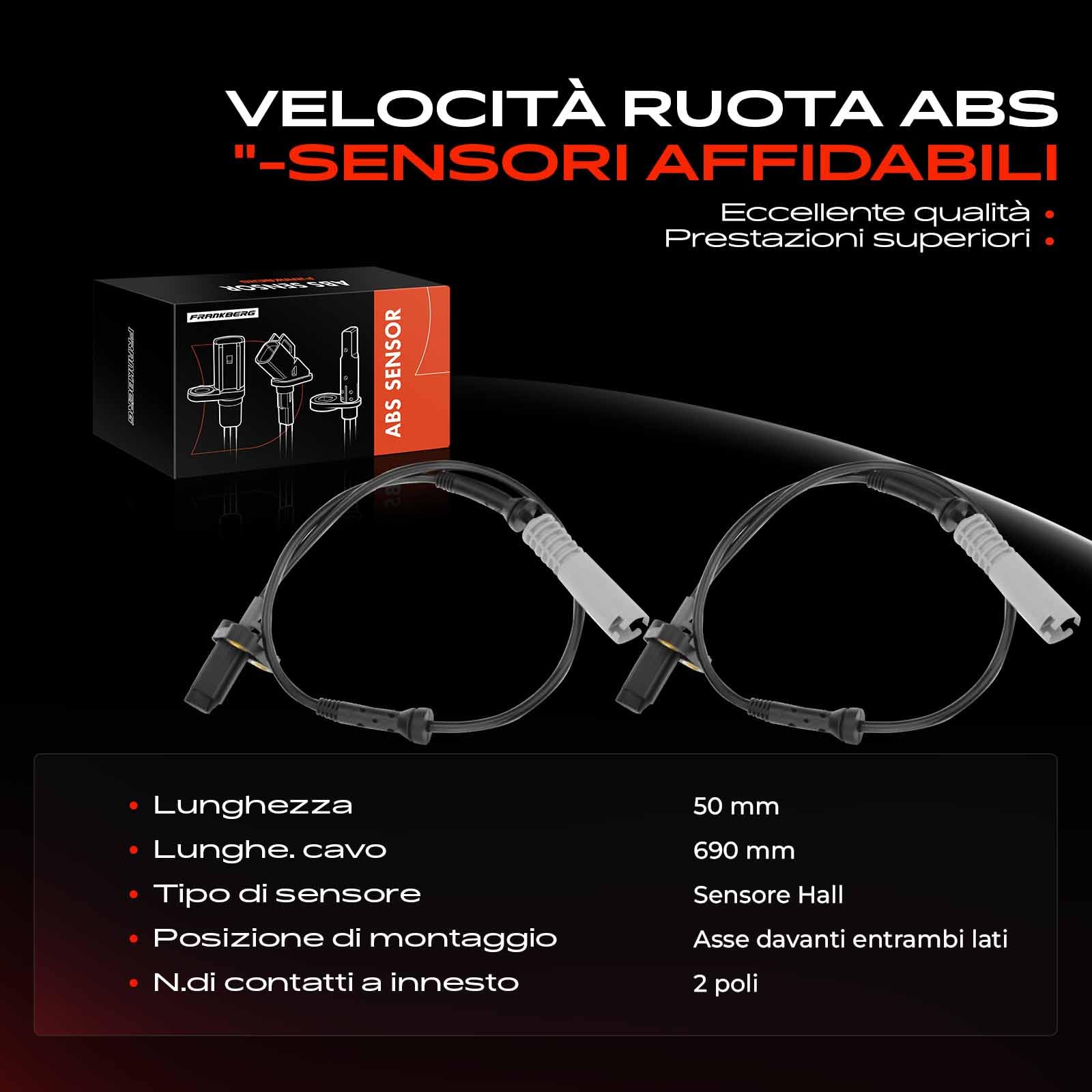 Frankberg Sensore Velocità Ruota ABS Sensore ABS ABS Speed Sensore Compatibile con Serie 5 E39 520i 523i 525tds 525td 528i 535i 540i Serie 5 Touring E39 523i 525tds 528i 540i Replace# 34521182159