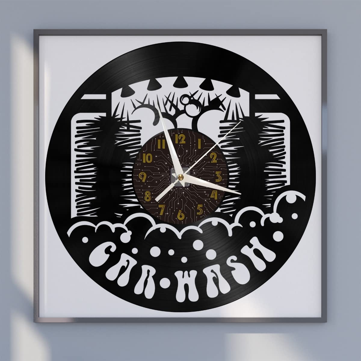 Horloge murale en vinyle pour lavage de voiture pendule de salon sans bruit