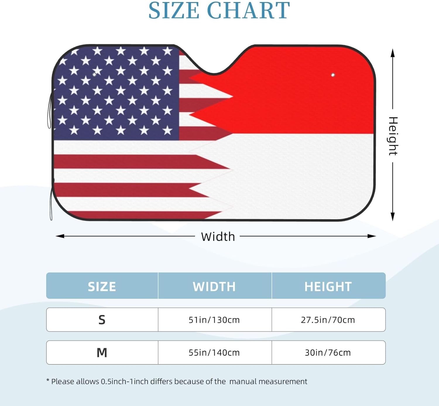 America Indonesia Friendship Flag Foldable Car Windshield Sunshade Blocks Heat and Sun Glare Uv Rays