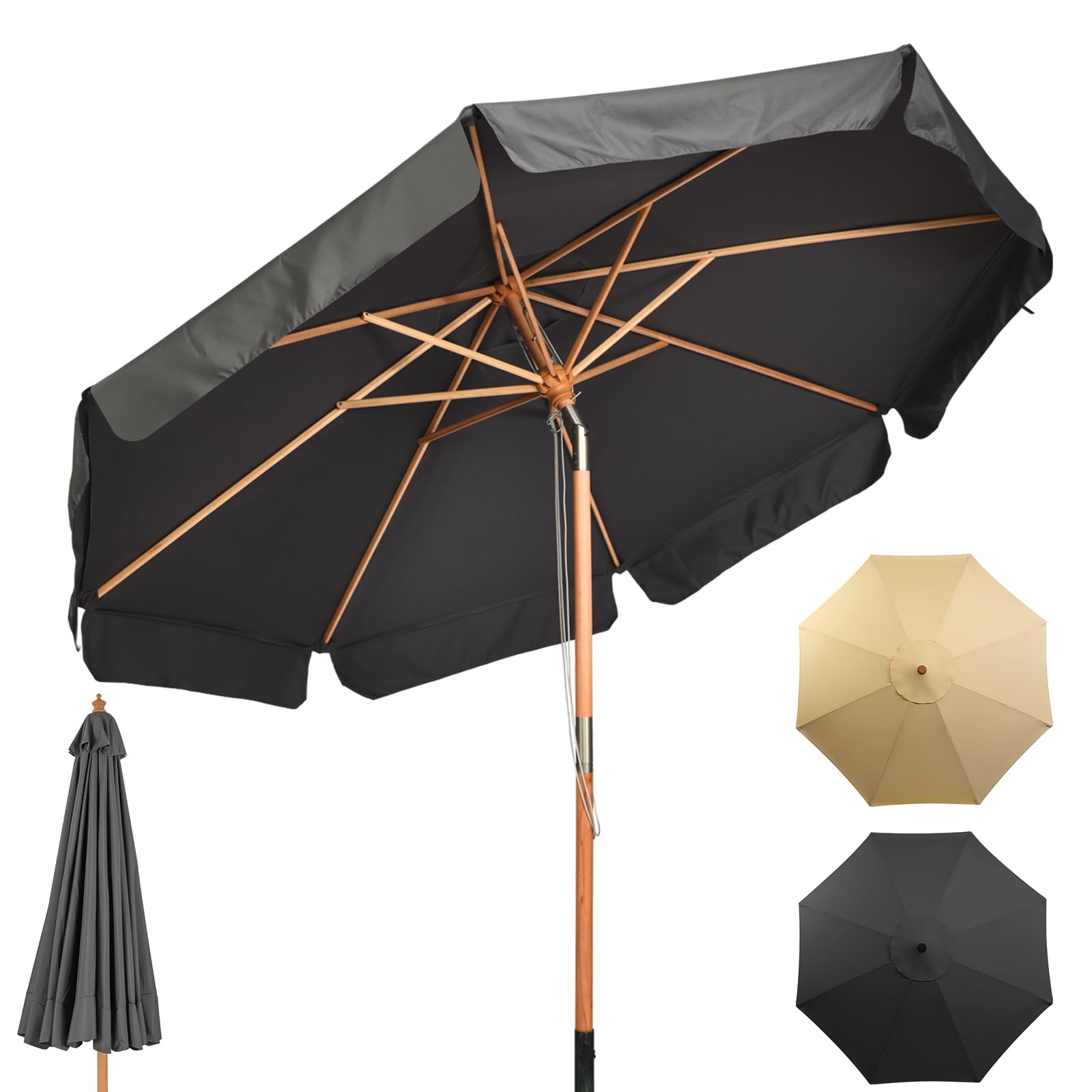 Giantex 3 M Ombrelloni da Esterno, 2 in 1 Inclinabile e Richiudibile, a 8 Stecche, Palo di 48 mm, con Tendaggio Parasole per Pioggia e Sole, 2 Colori Disponibili