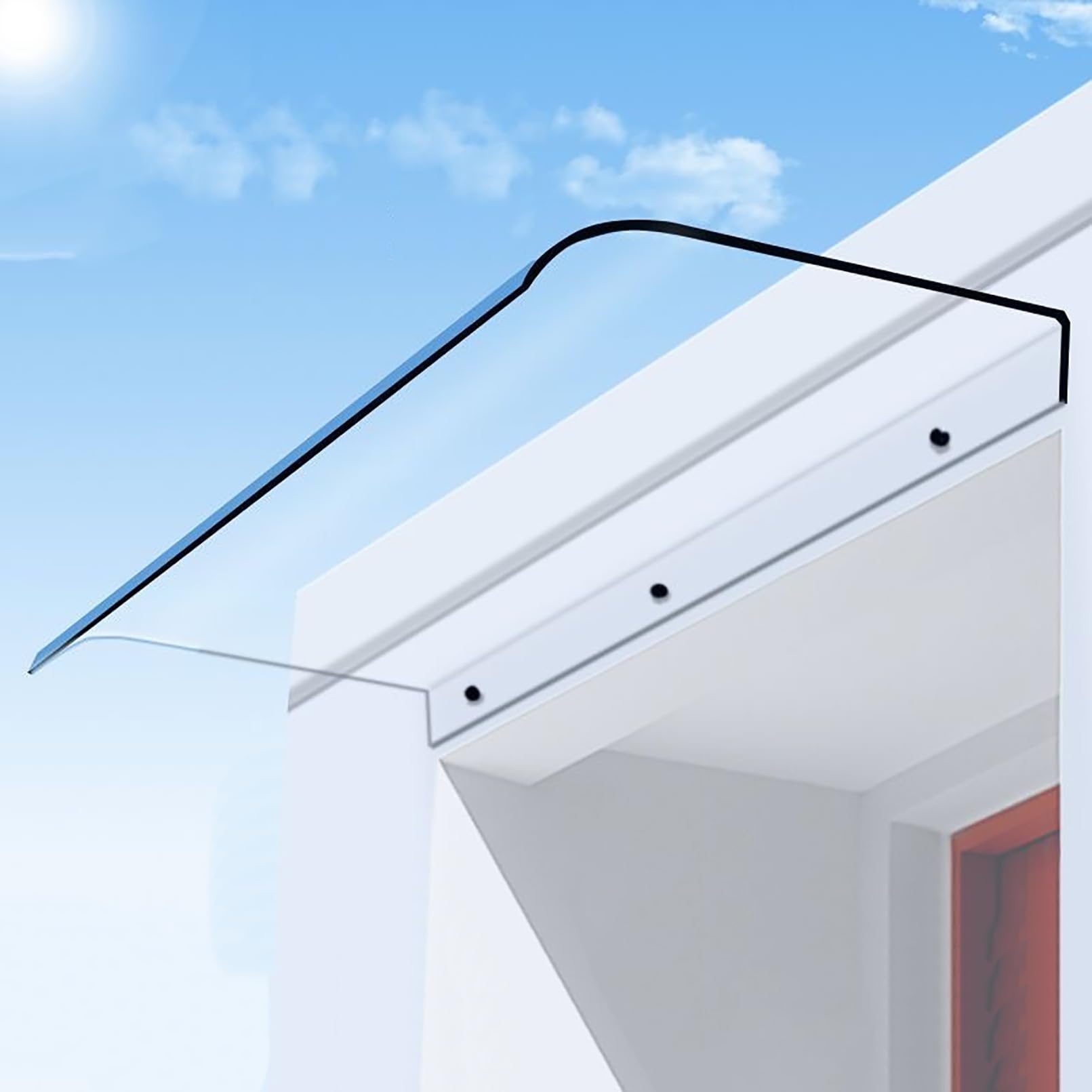 LWJSOCP Arc Polycarbonate Door Canopy Transparent Awning for Entrance Window Cover Invisible Shelter Rain and Snow Protection (40x120cm 15.7x47.2in)