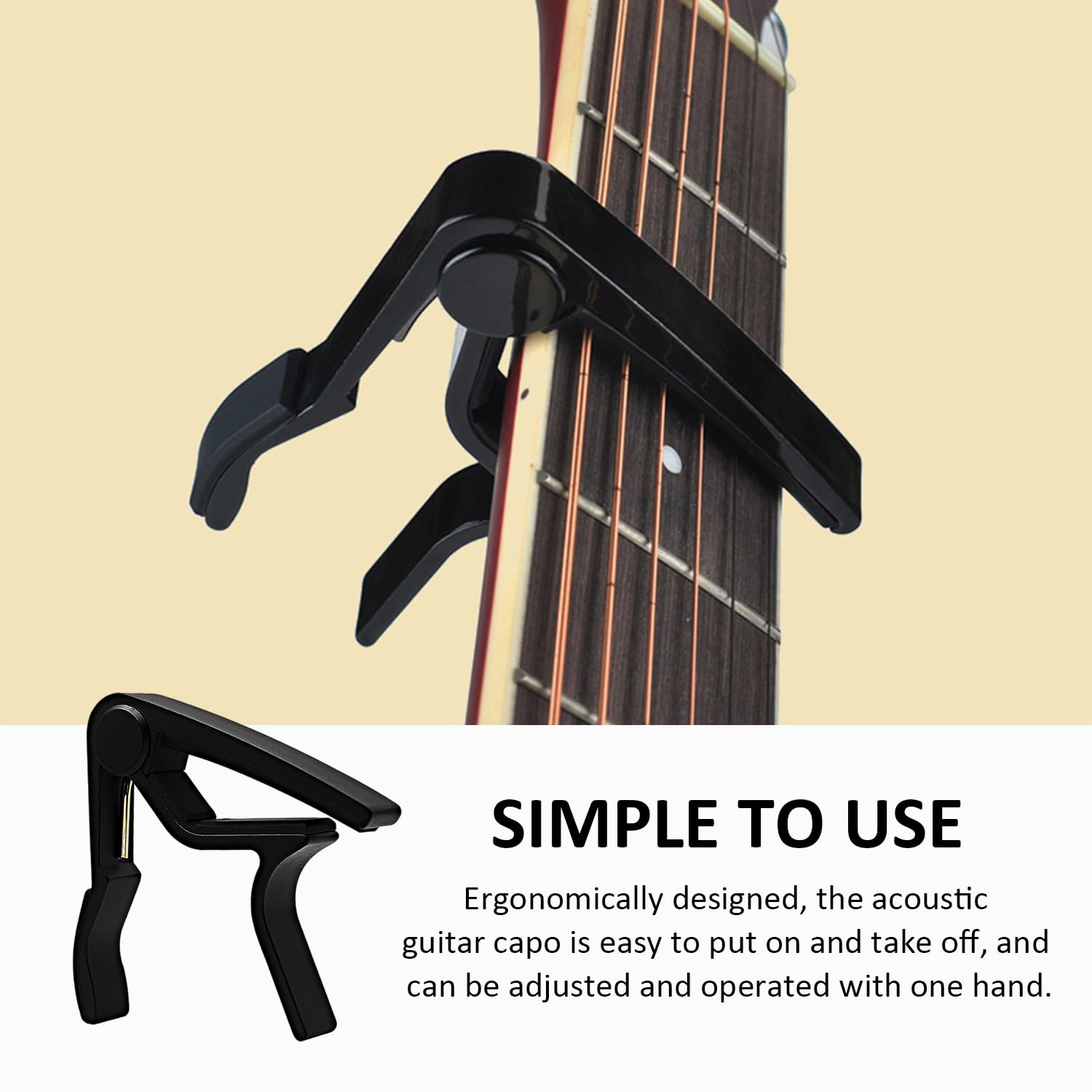 Accordatore Chitarra Capotasto (Capo) Per Chitarra Acustica, Classica, Elettrica E Ukulele - Serratura Trigger, Lega Di Alluminio Capotasto In Alluminio Nero