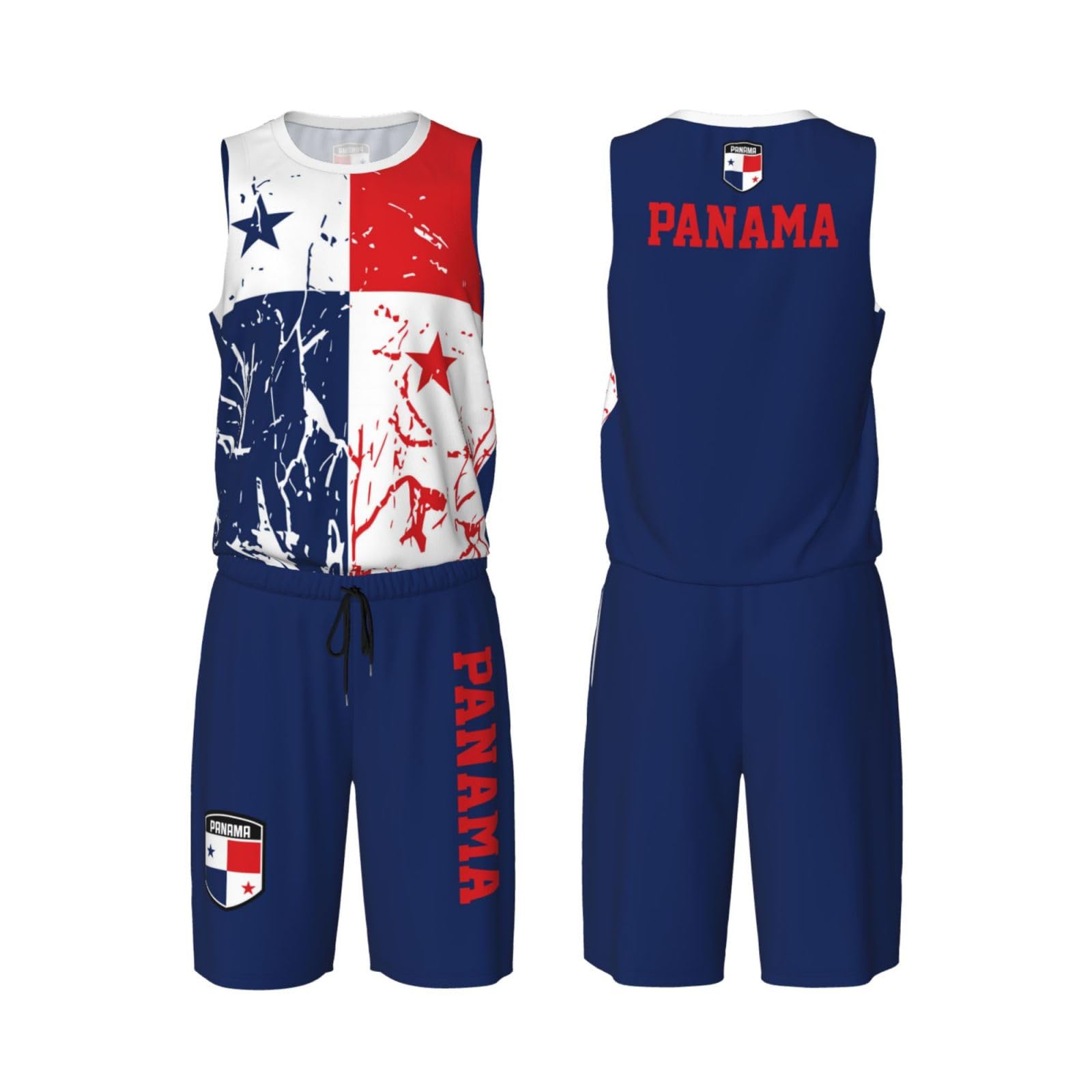 Panama Flag Grain (2) Basketball Jersey Uniform Suit for Men Adults Training Athletic Set