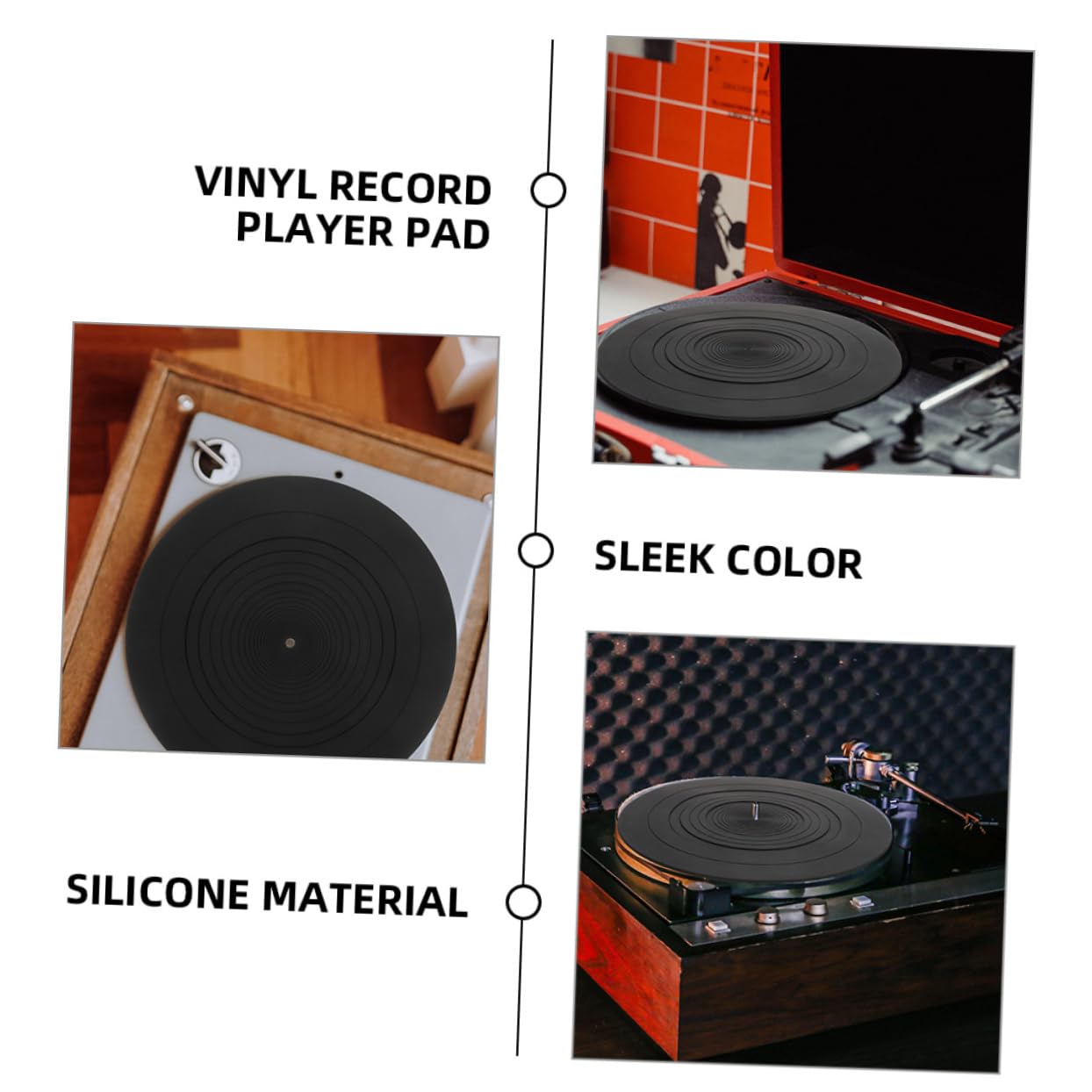 2 Stück Antistatik Silikon Plattentellermatte für Vinyl Schwarz | Ersatz für Schutzauflagen, Hält den Teller Sauber und Stabil, Passend für Schallplatten