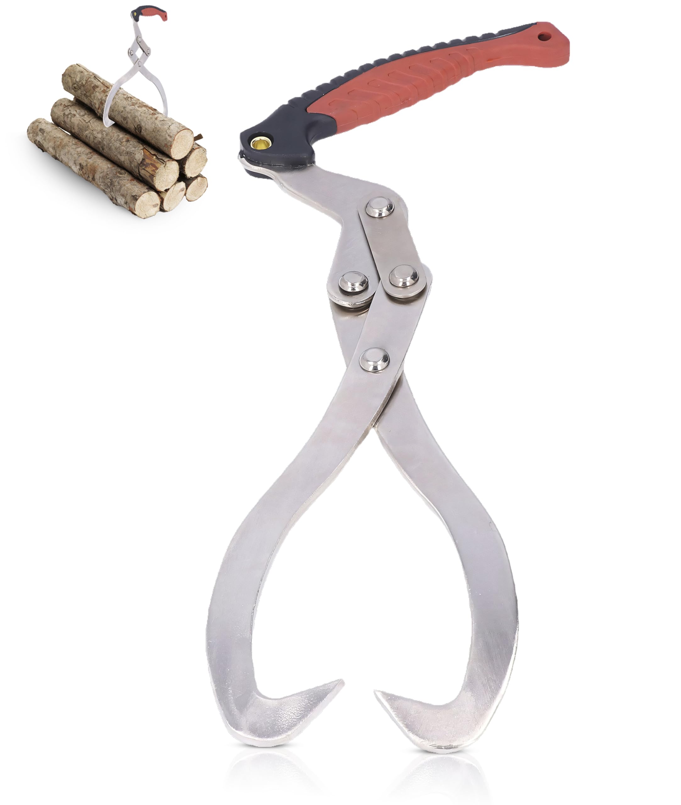 Pinza para troncos, Pinza para troncos de jardín, longitud total 44,7 cm, gancho de elevación de troncos, tamaño máximo 30 cm, herramienta de transporte de troncos, pinzas de elevación de troncos