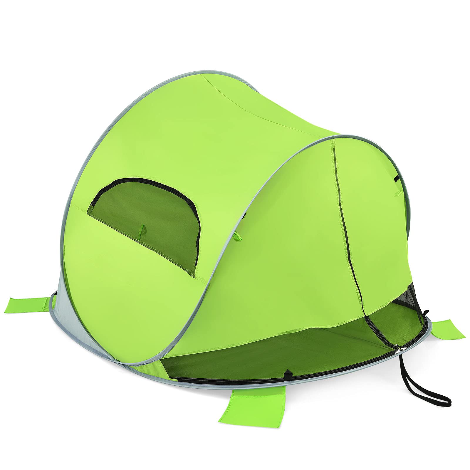 GOPLUS - Tienda de playa para 3-4 personas, ultraligera, plegable emergente, automática protección solar para viajes, camping, playa con bolsa de transporte y estacas