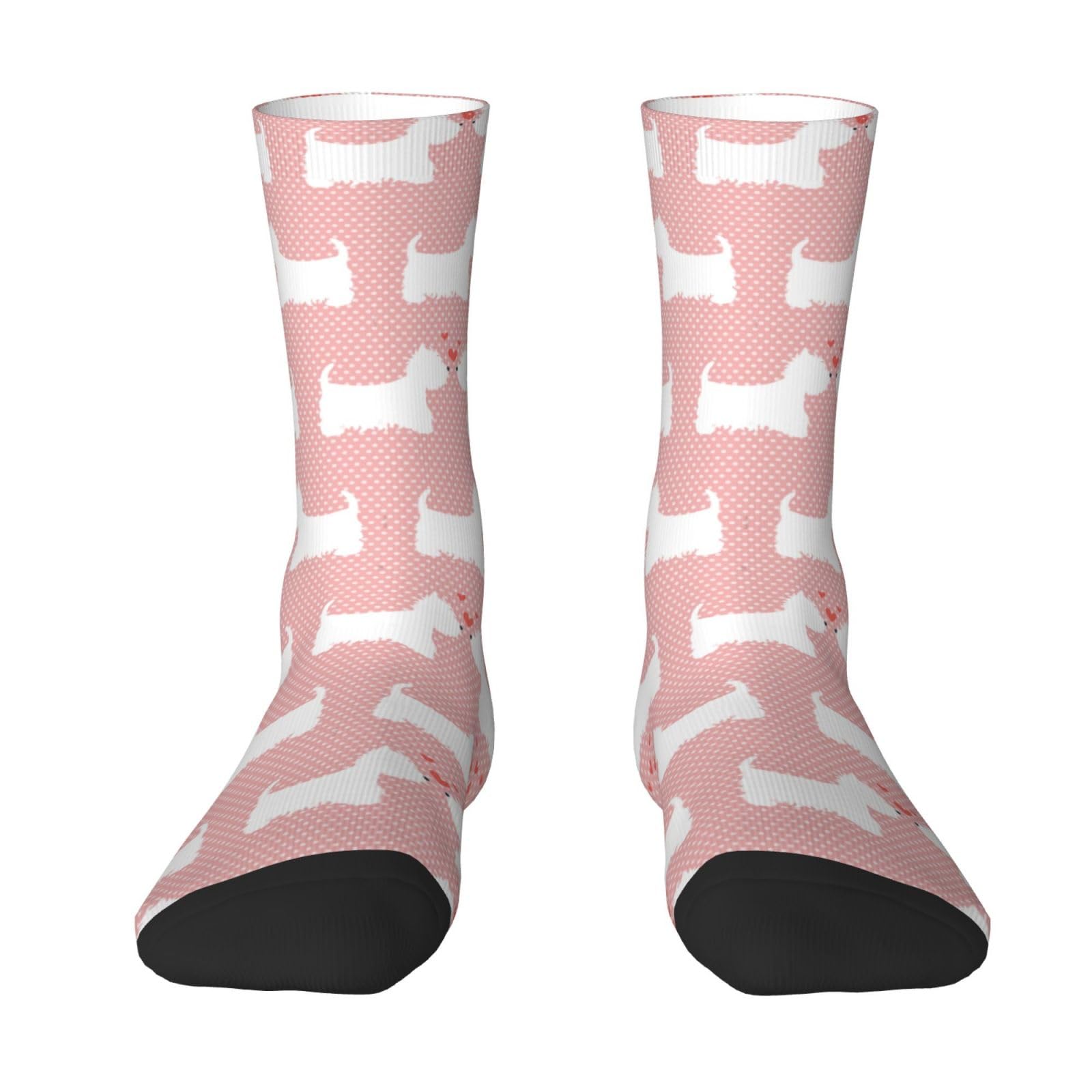 Yofien Unisex White Westie Dogs Pattern,Men's Moisture Wicking Breathable Cusioned Crew Socks For Women