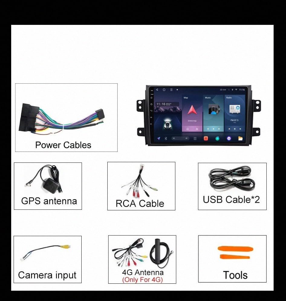 Autoradio Suzuki SX4 2006-2013 con Android Auto inalámbrico y Bluetooth 7