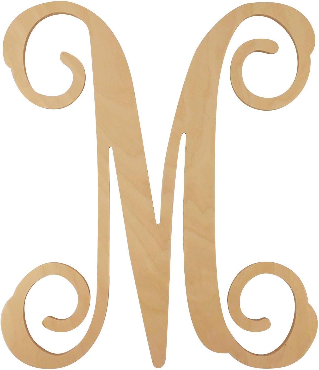 Choose your Letter and SIZE! Single Vine Unfinished Letter 48 Hour Monogram (M, 12)