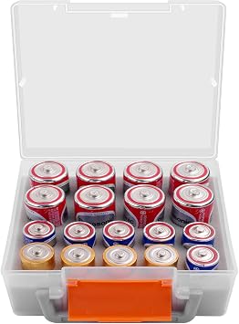 MINIMALL Battery Organizer Storage Box, Garage Case Caddy Holder for 8* D, 10* C Cell Batteries Bag Not Include Batteries Pack