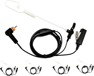 [5-Pack] ProMaxPower 2-Wire FBI Style Acoustic Tube Earpiece with PTT Mic Compatible with Motorola Radios PMLN7157A, SL1K, SL2K, SL1M, SL300, SL3500e, SL4000e, SL7000, SL8550