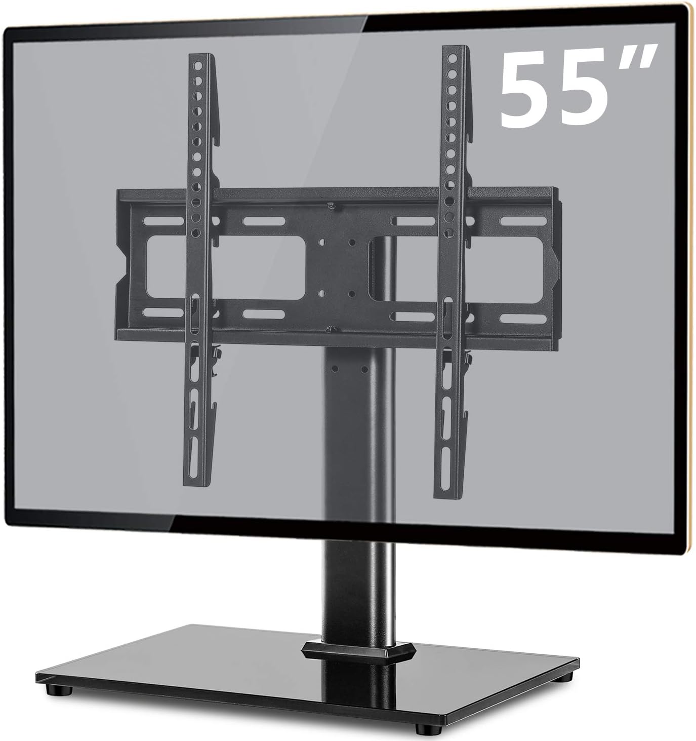 TAVR Universal Swivel TV Stand Base Tabletop TV Stand for 27 32 42 43 47 50 55 inch LCD LED Flat Screen TV-Height Adjustable TV Mount Stand with Tempered Glass Base,Hold up to 88lbs,MAX VESA 400x400mm