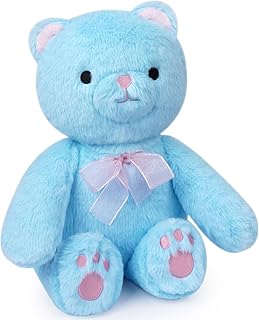 JIZWPOOM Blue Teddy Bear Stuffed Animal, Cute Teddy Bear Plush Stuffed Bear Plush Baby Teddy Bear for Newborn, 14" Blue Plush Teddy Bear Toy for Boys Girls Birthday Christmas