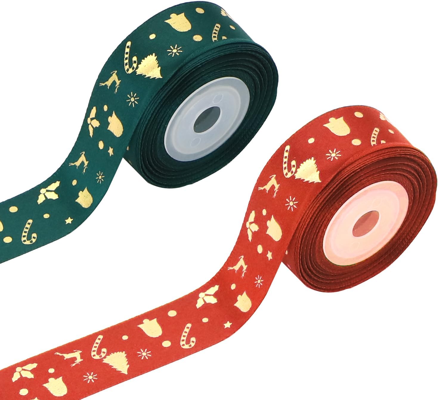Christmas Ribbon, 2 Rolls 20 Yards Merry Christmas Ribbon for Gift