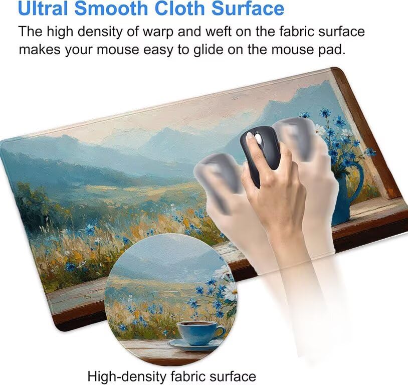 Mouse pad grand format pour pc et portable avec base caoutchouc rigide