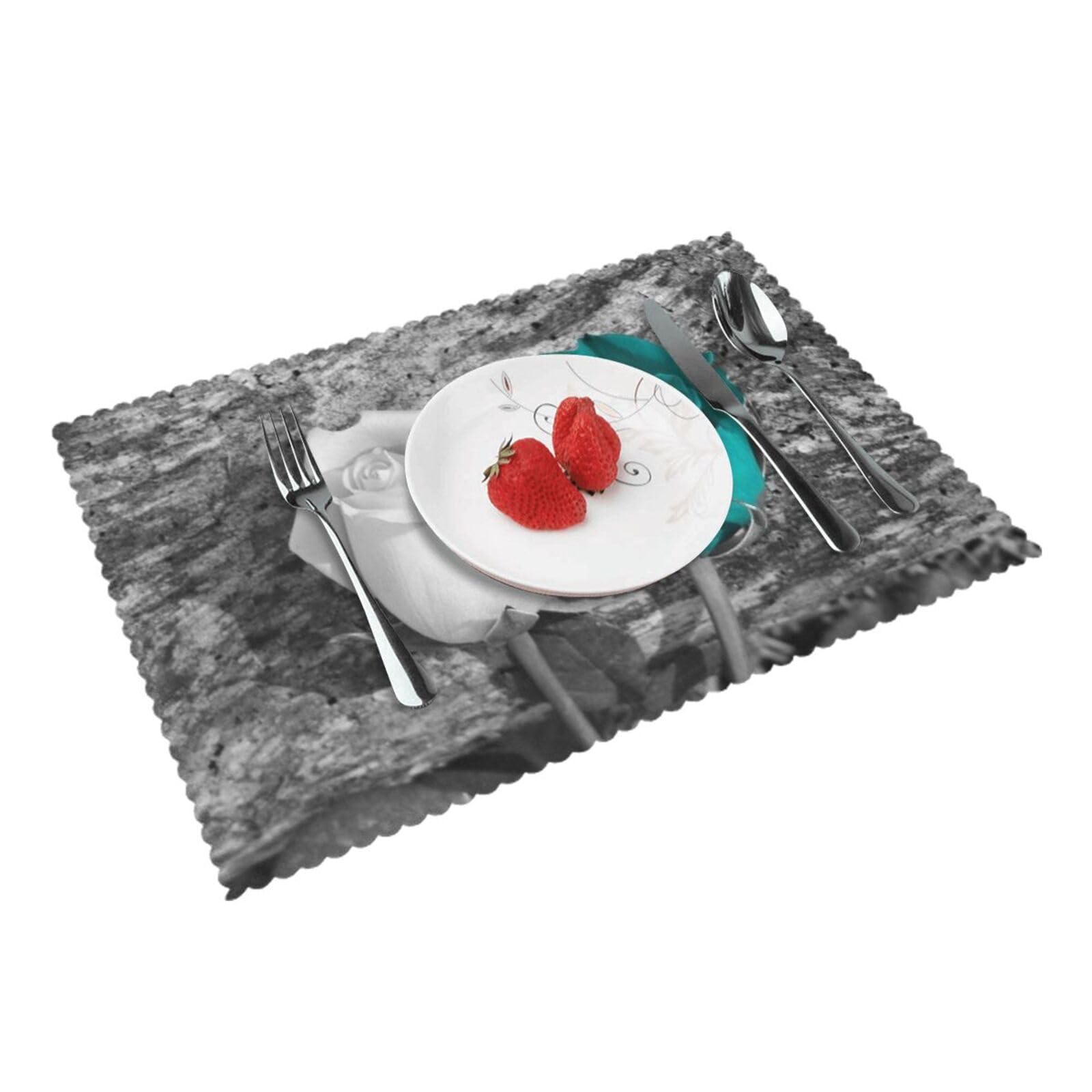 Teal Gray Rose Printed Placemats Set of 4 PCS Washable Placemat for Kitchen Table Heat-resistant Table Mats 45x30 CM