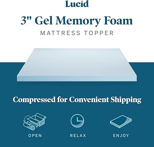 Miniatura 2 de Espuma viscoelástica de gel de 3pulgadas para poner arriba del colchón marca Lucid Memory Foam Azul