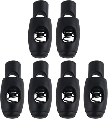 uxcell 6pcs Plastic Cord Lock Stopper Clip End Spring Stop Toggle Fastener Stopper Rope End for Drawstring Clothing, Shoelace, Bag, Camping Black